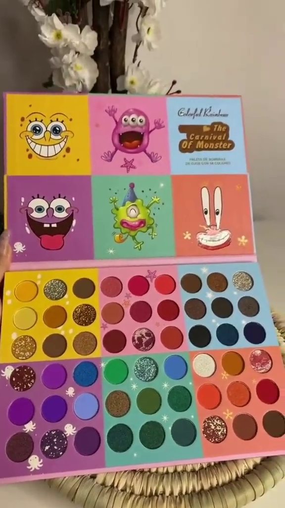 Colorful Rainbow The Carnival of Monster Eyeshadow Palette Featuring Vibrant Shades Inspired by Playful Cartoon Characters
