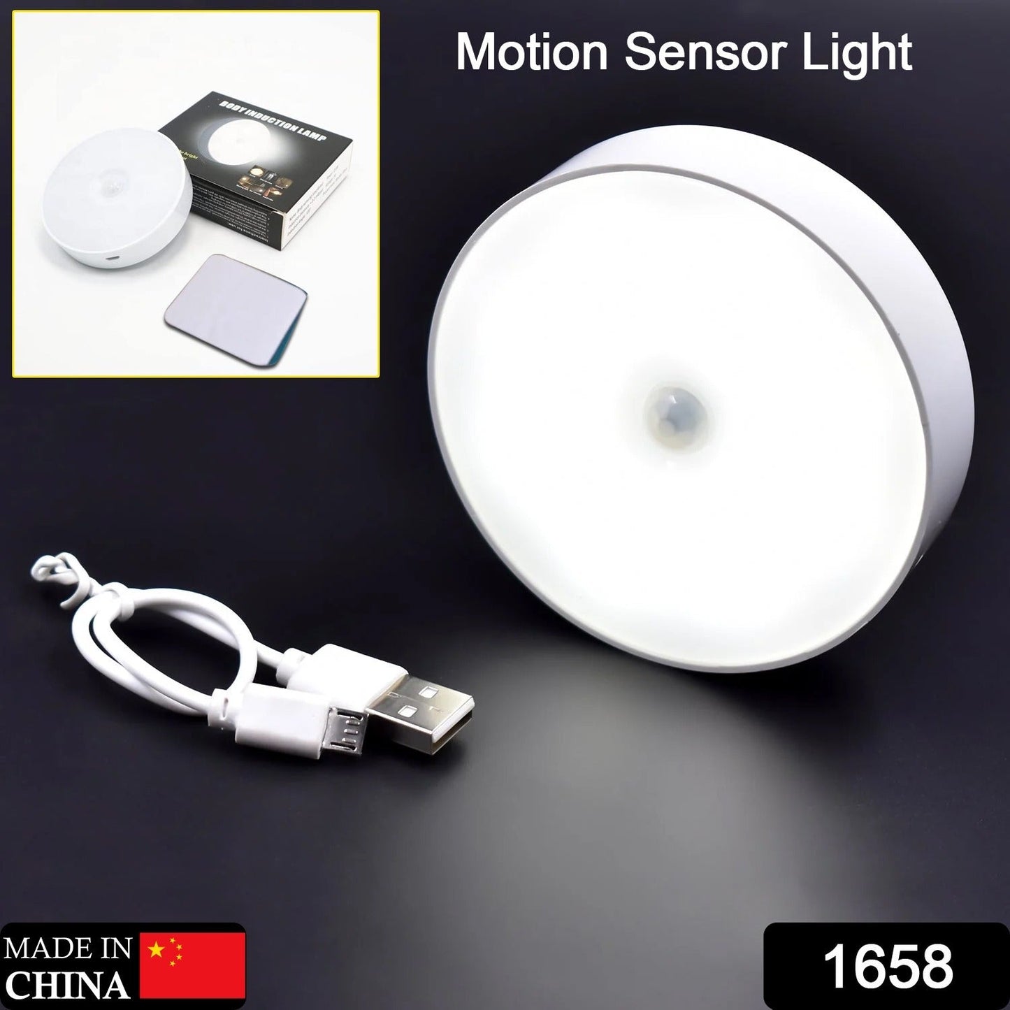Round Shape 8 LED Motion Sensor Induction Led Light (1 Pc)