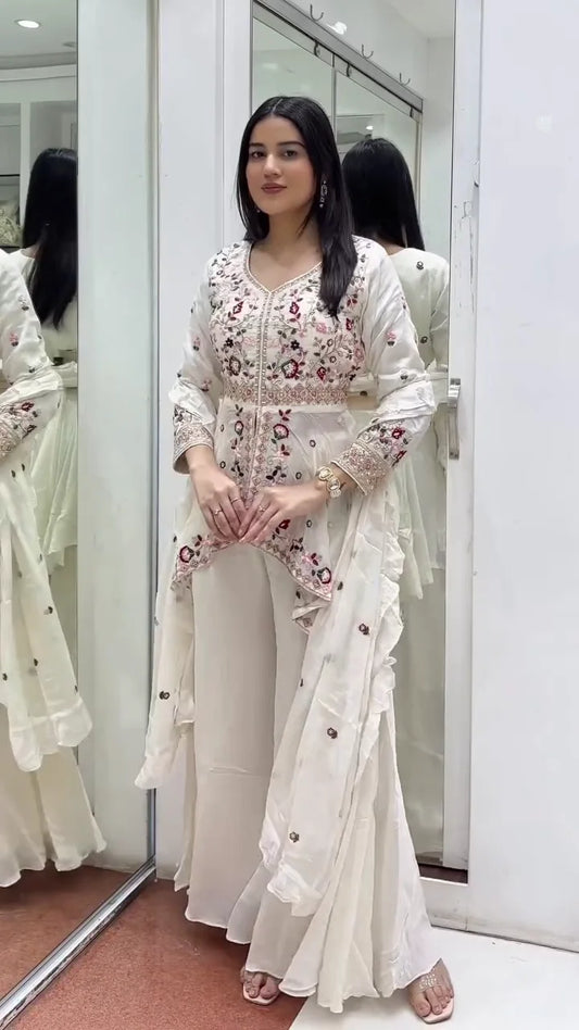 White Sharara: A Pure Blend of Elegant Simplicity, Festive Grace, and Timeless Ethnic Style