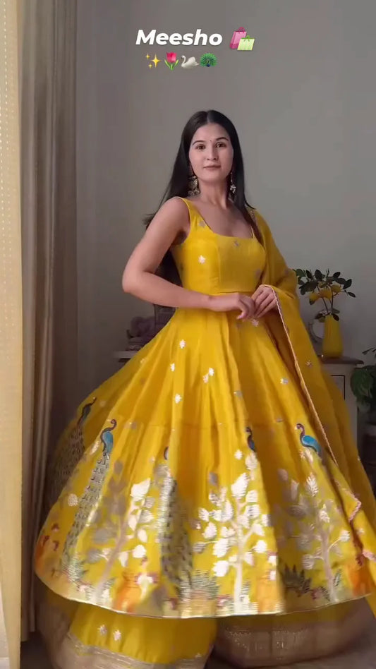 Yellow Anarkali: A Radiant Blend of Festive Brightness, Flowing Grace, and Traditional Elegance