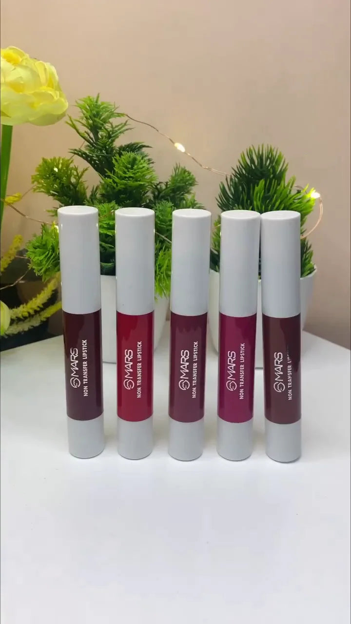 Set of 5 Long-Lasting Non-Transfer Lipsticks – Matte Finish, Bold & Smooth Shades for Daily Wear, Party & Bridal Makeup