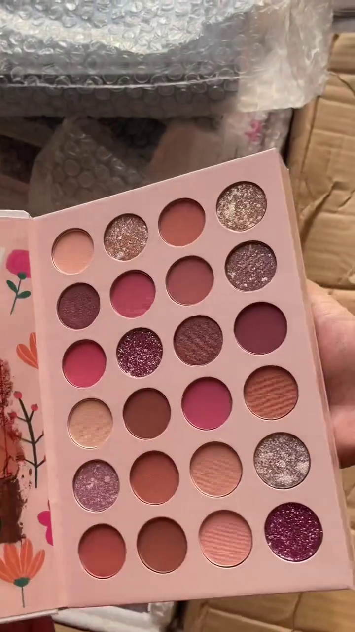 All-in-One Ultimate Makeup Kit Featuring Multi-Color Eyeshadow Palettes, Radiant Blush Shades, and Pigmented Glitter Pressed Powders in Elegant Floral Packaging – Ideal for Professional and Personal Use