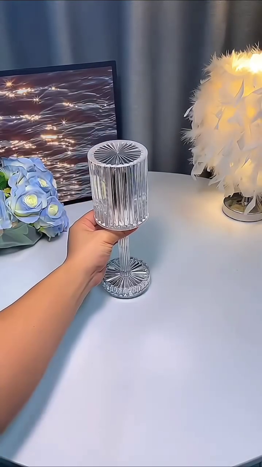 Crystal Diamond Touch Lamp – Elegant LED Night Light with 3D Projection Effect, Rechargeable Ambient Table Lamp for Bedroom, Living Room & Romantic Decor