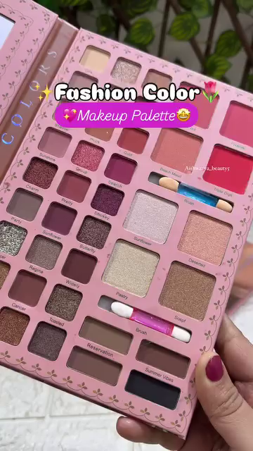 All-in-One Fashion Color Makeup Palette – 50+ Pigmented Eyeshadows, Lip Colors, Face Essentials & Mirror for Versatile Beauty Looks