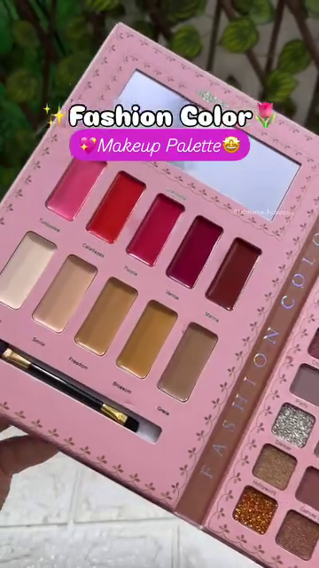 All-in-One Fashion Color Makeup Palette – 50+ Pigmented Eyeshadows, Lip Colors, Face Essentials & Mirror for Versatile Beauty Looks