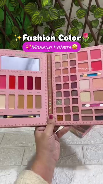 All-in-One Fashion Color Makeup Palette – 50+ Pigmented Eyeshadows, Lip Colors, Face Essentials & Mirror for Versatile Beauty Looks