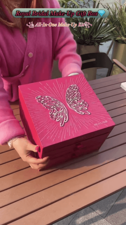 Royal Bridal All-in-One Makeup Gift Box Featuring Multi-Layered Cosmetic Collection with Eyeshadows, Lip Colors, Blush, Highlighters & More