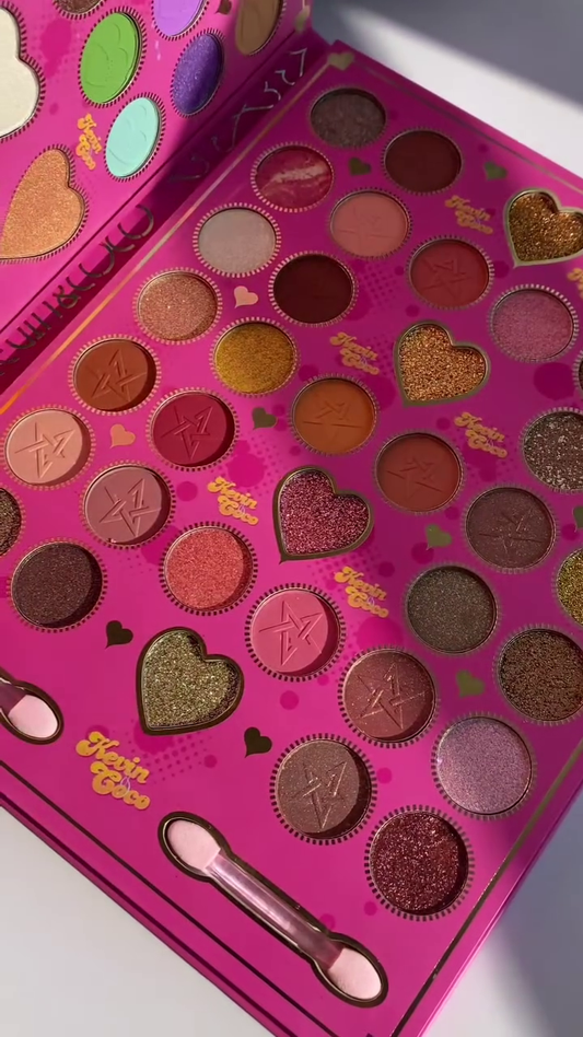 Vibrant and Glitter Matte Eyeshadow Palette – 48-Color Bold and Neutral Mix with Heart-Shaped and Round Pans, High-Pigment Blendable Formula for Creative Eye Looks