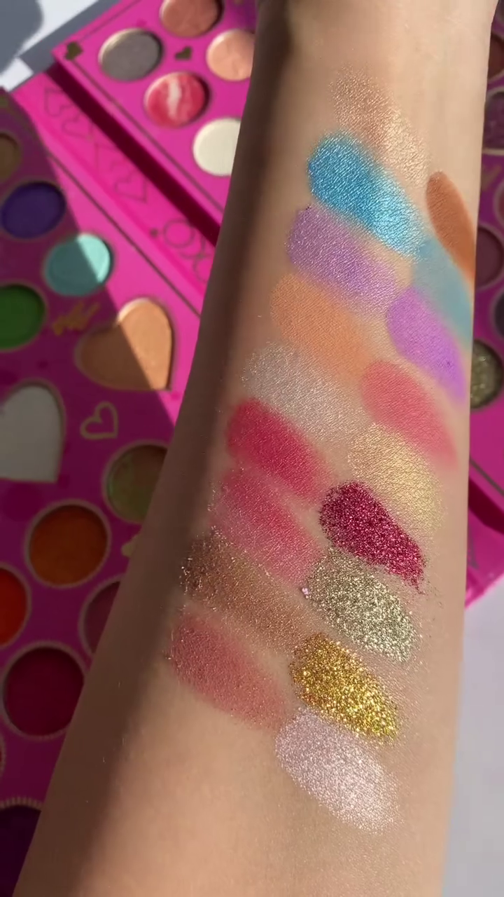 Vibrant and Glitter Matte Eyeshadow Palette – 48-Color Bold and Neutral Mix with Heart-Shaped and Round Pans, High-Pigment Blendable Formula for Creative Eye Looks