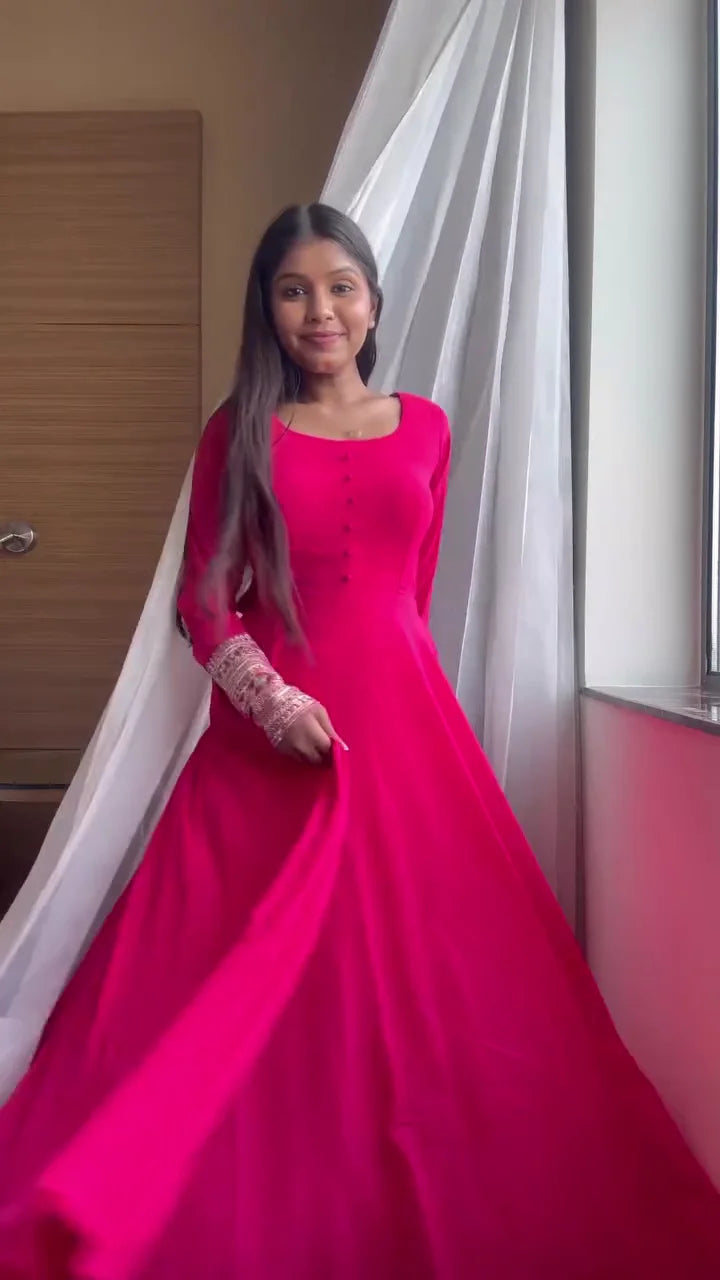 Graceful Pink Anarkali Dress for Women – Elegant, Flowy & Perfect for Weddings and Festive Celebrations