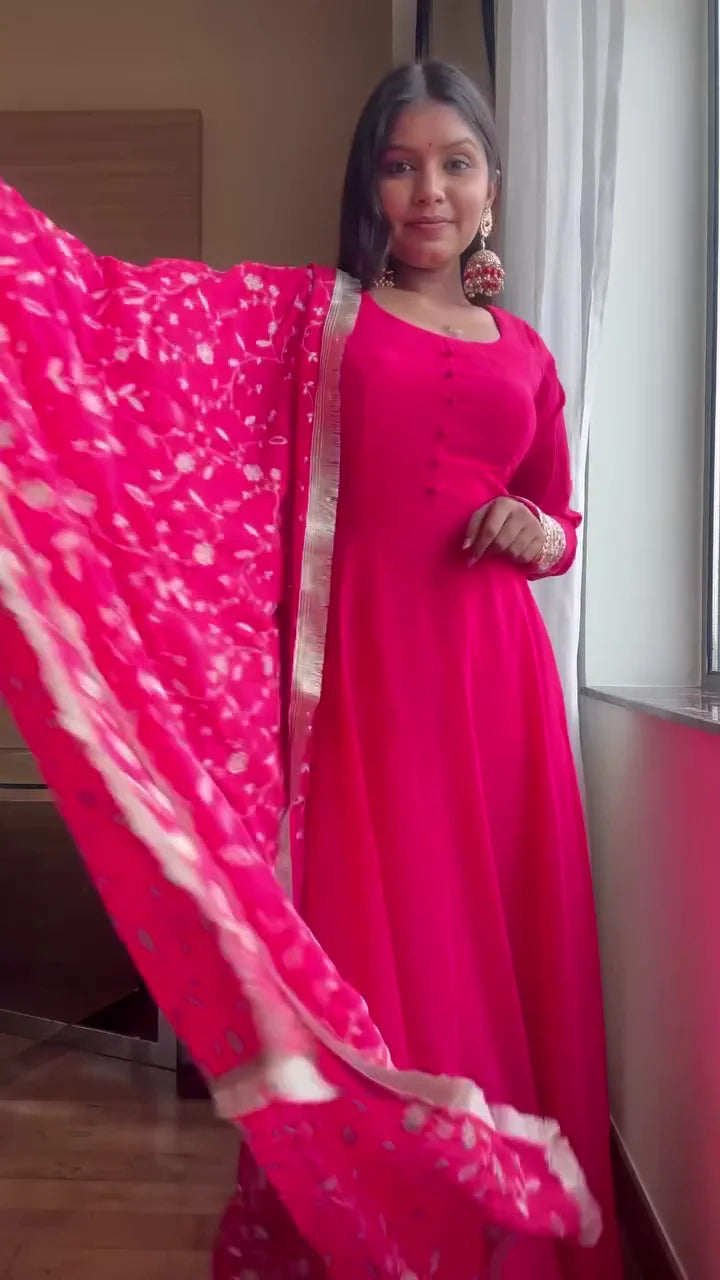 Graceful Pink Anarkali Dress for Women – Elegant, Flowy & Perfect for Weddings and Festive Celebrations