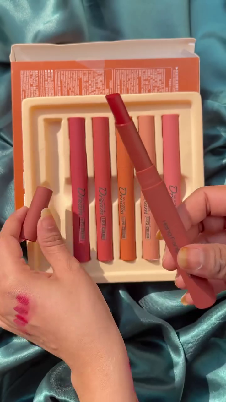 So Sweet Dream Matte Lip Crayon Set – 6 Richly Pigmented, Silky Touch, Long-Lasting Smooth Velvet Lipsticks in Multi Nude & Bold Shades for Effortless Everyday Glam and Professional Finish