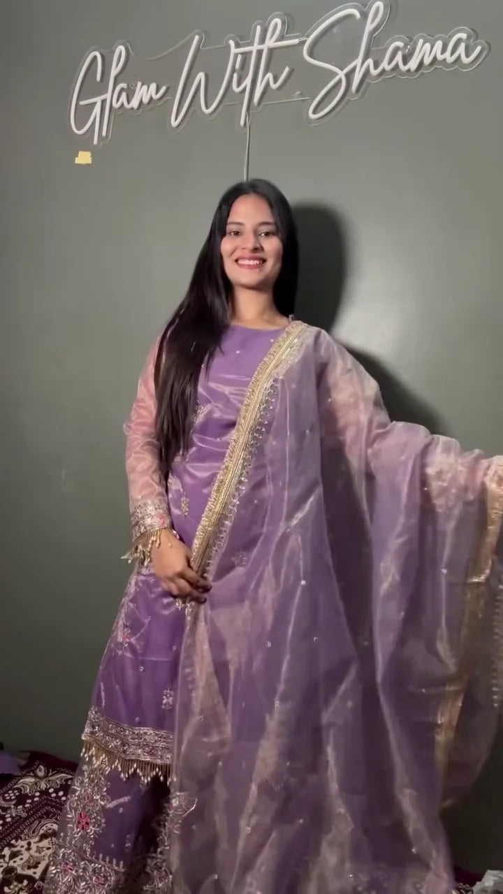 Lavender Sharara: A Soft Fusion of Pastel Elegance, Flowy Festive Flair, and Modern Ethnic Charm