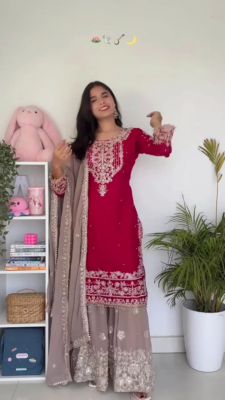 Designer Heavy Sharara Set for Women – Royal, Elegant & Perfect for Weddings and Festive Celebrations