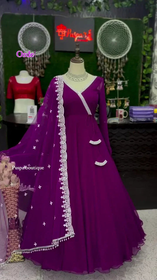 Purple Anarkali: A Regal Blend of Graceful Flare, Elegant Detailing, and Timeless Ethnic Beauty