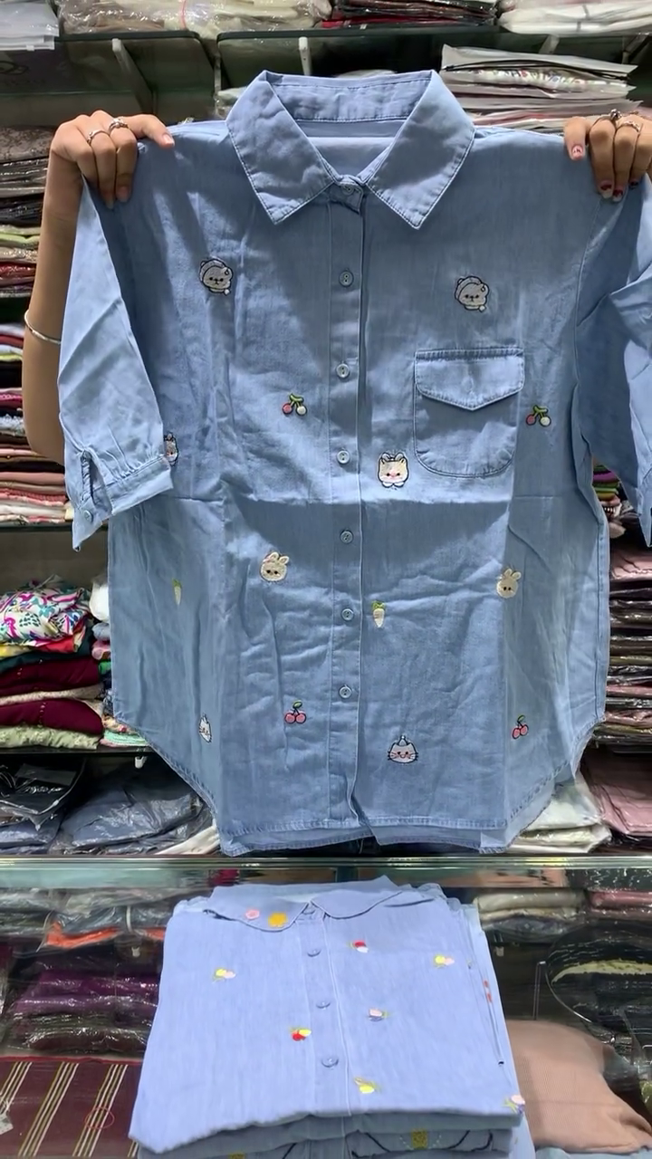 Stylish Jeans Shirt for Women & Girls | Casual Denim Shirt | Soft Comfortable Fabric | Perfect for Daily Wear, College & Outings