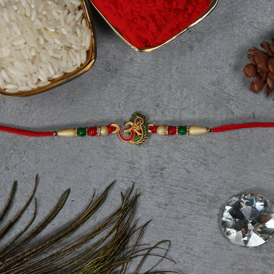 Om & Peacock feather Rakhi